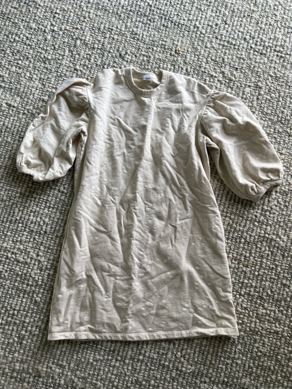 Clare V. Cream Crewneck Sweatshirt with Paint-Splash Detail